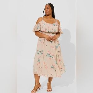 Torrid Cream and Pink Floral Dress